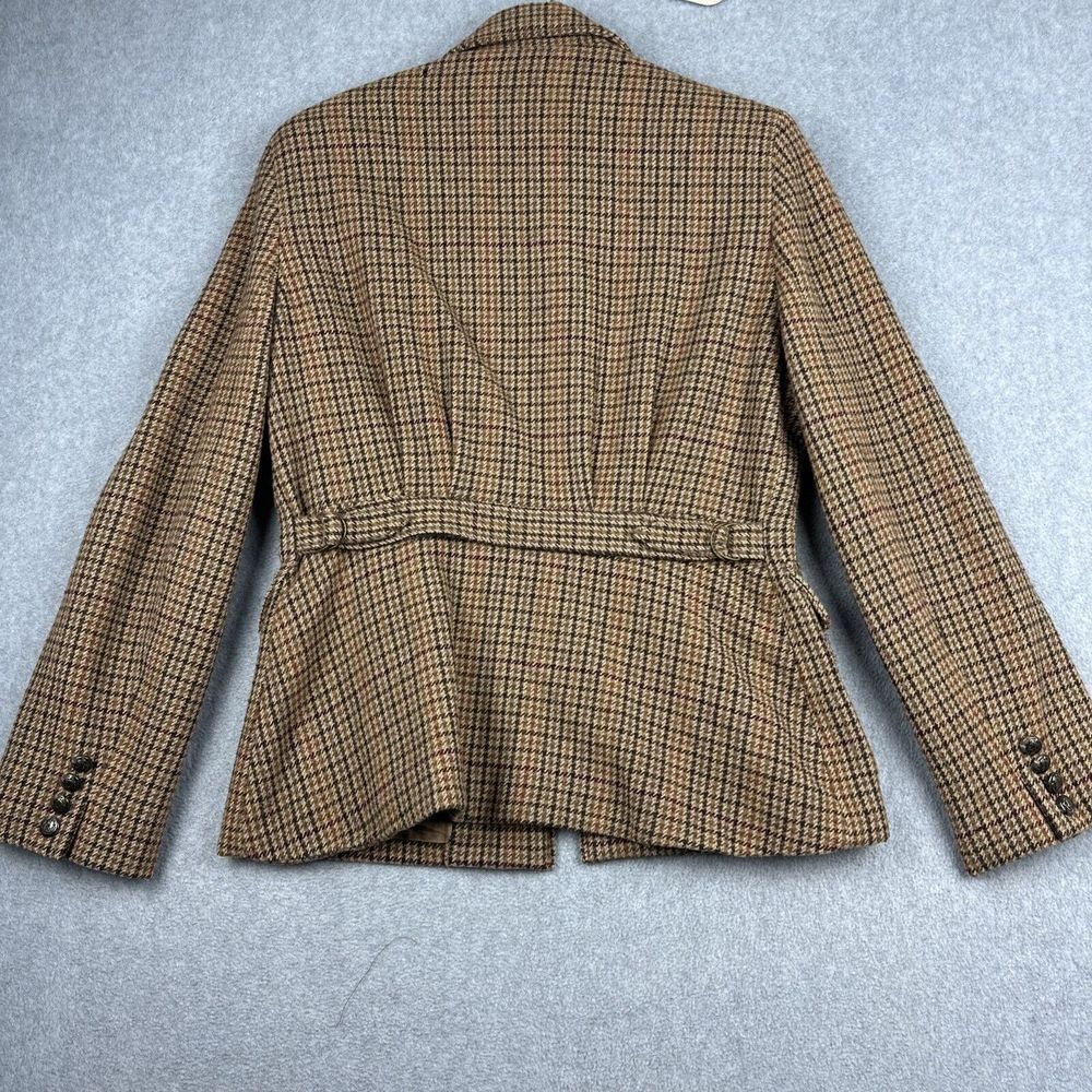 Vintage Lauren Ralph Lauren Blazer Womens 6 Brown Full Zip Houndstooth 100% Wool - Picture 9 of 11